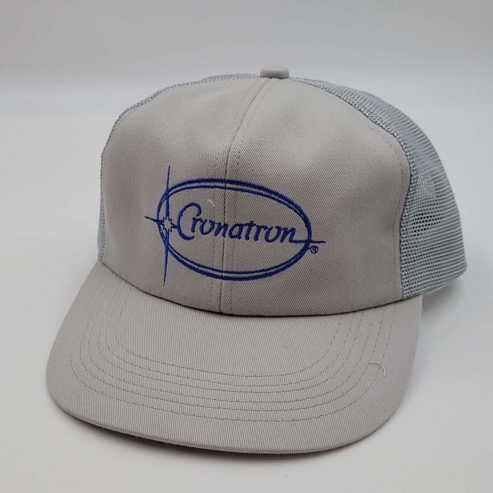 Vintage K Products Cronatron Logo Embroidered Gray Mesh Snapback Trucker Hat Cap
